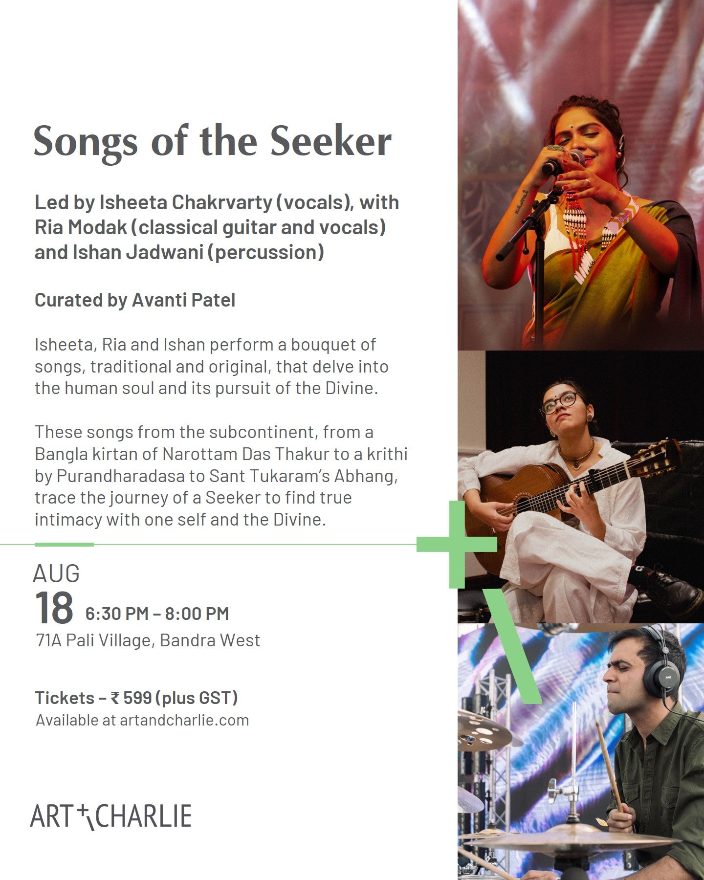 Ticket - Songs of the Seeker - Isheeta and Ria ft. Ishan - 18 August - 6:30 PM