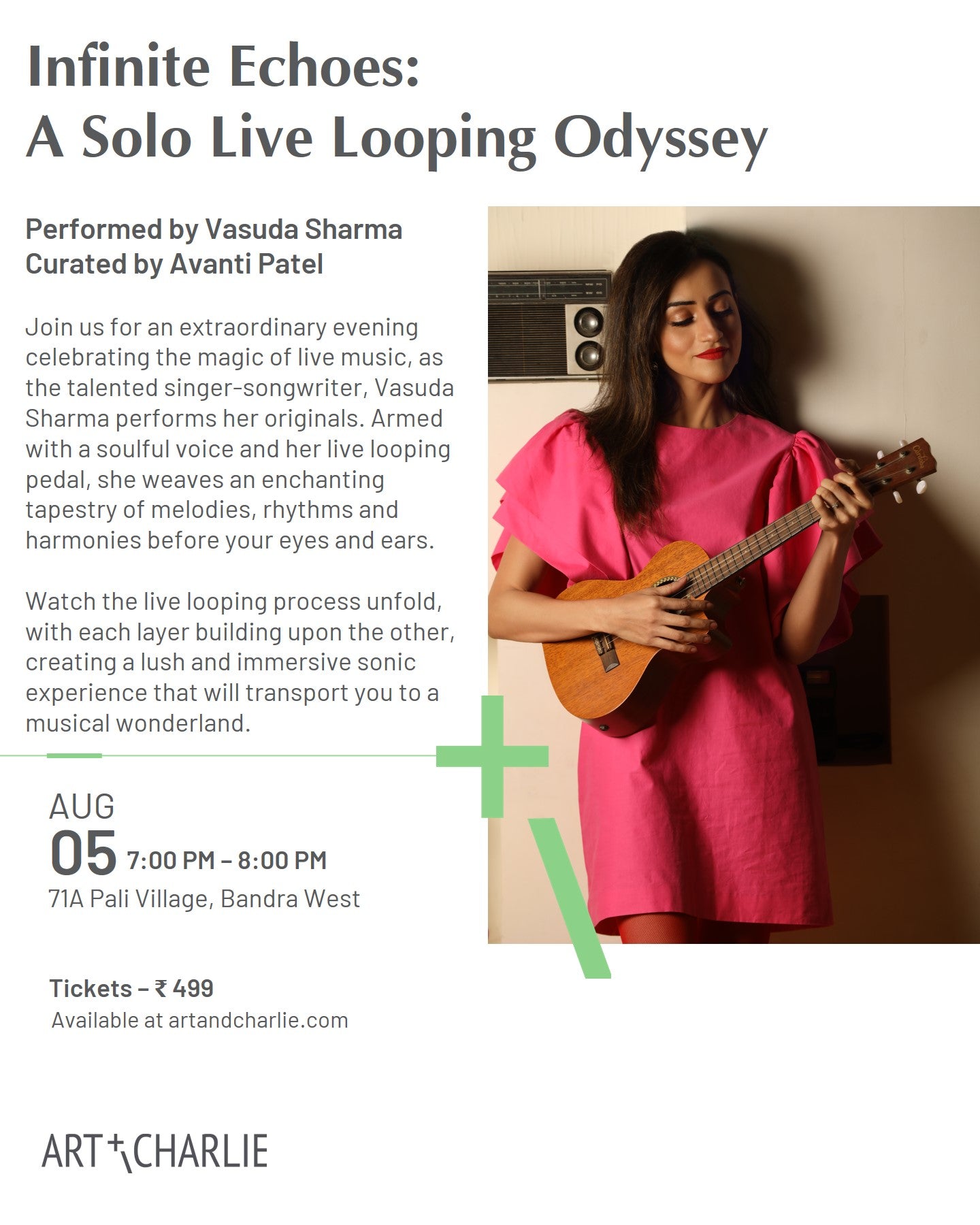 Ticket - Infinite Echoes: A solo live looping odyssey - Vasuda Sharma - 05 August - 7 PM