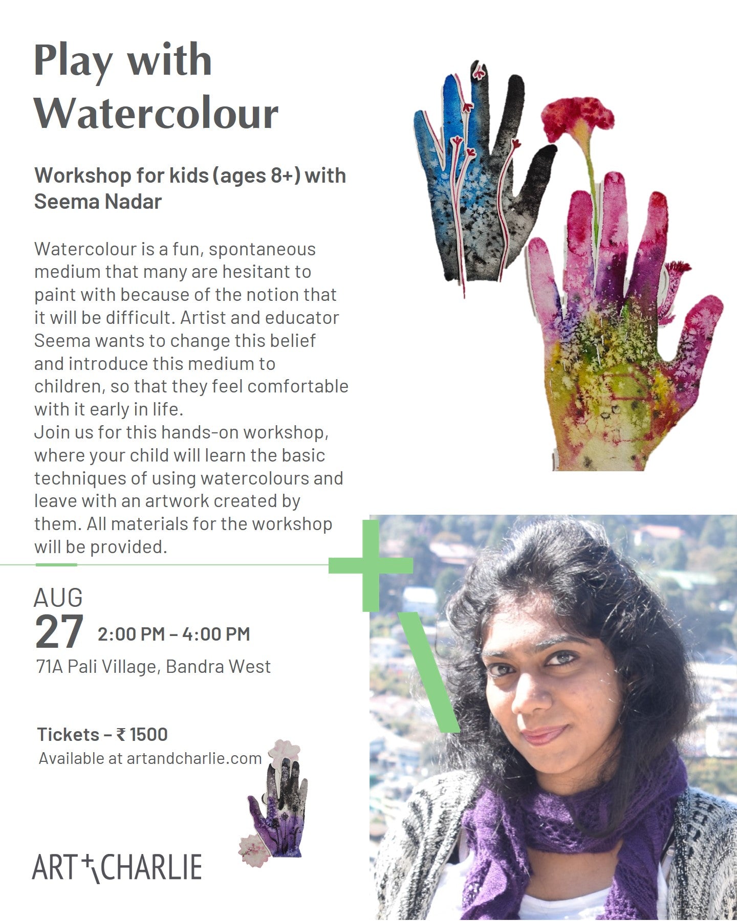 Ticket - Workshop - Play With Watercolour (ages 8+) - Seema Nadar - August 27 - 2 PM