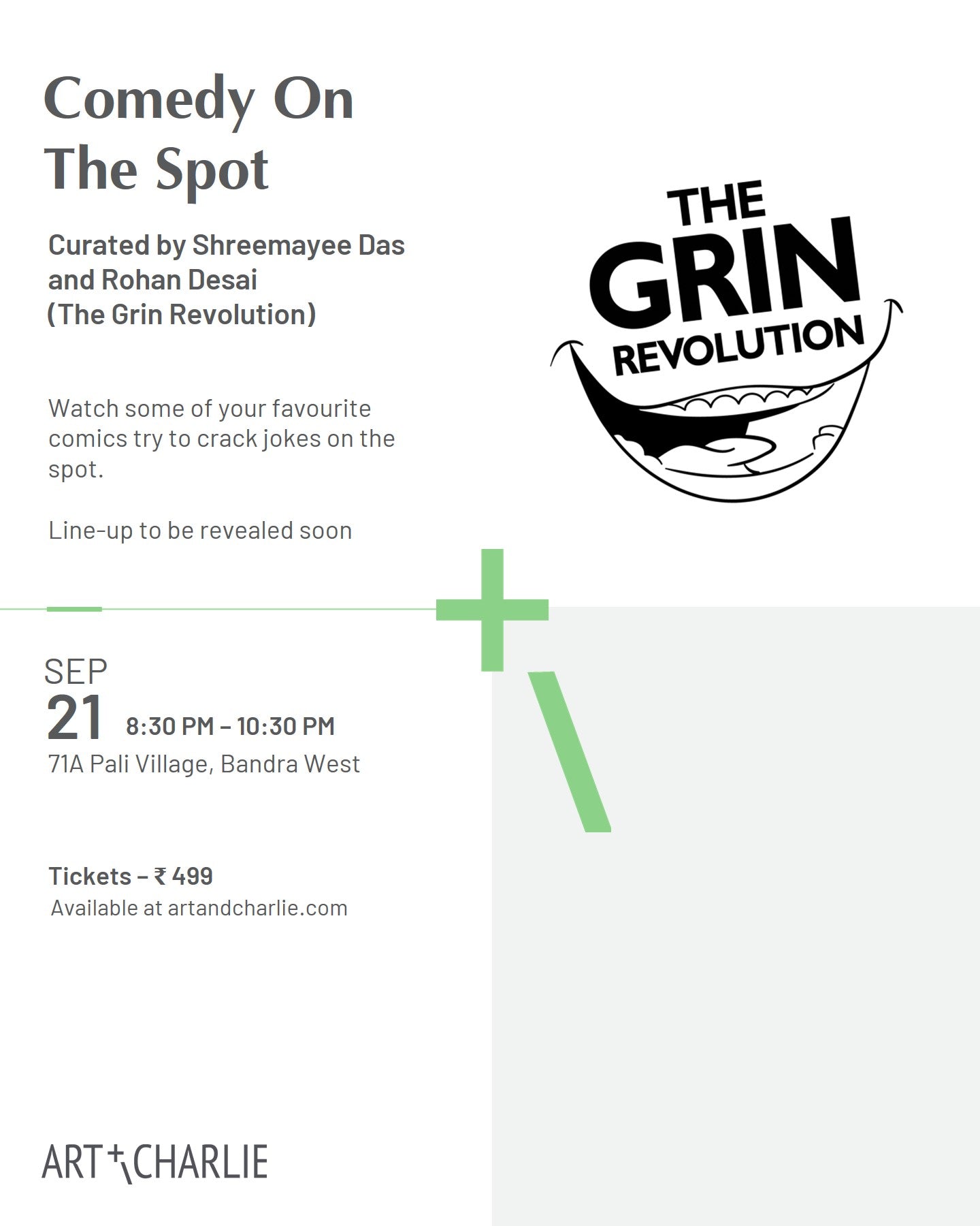 Ticket - Comedy on The Spot - Grin Revolution - 21 September 2023 - 8:30 PM