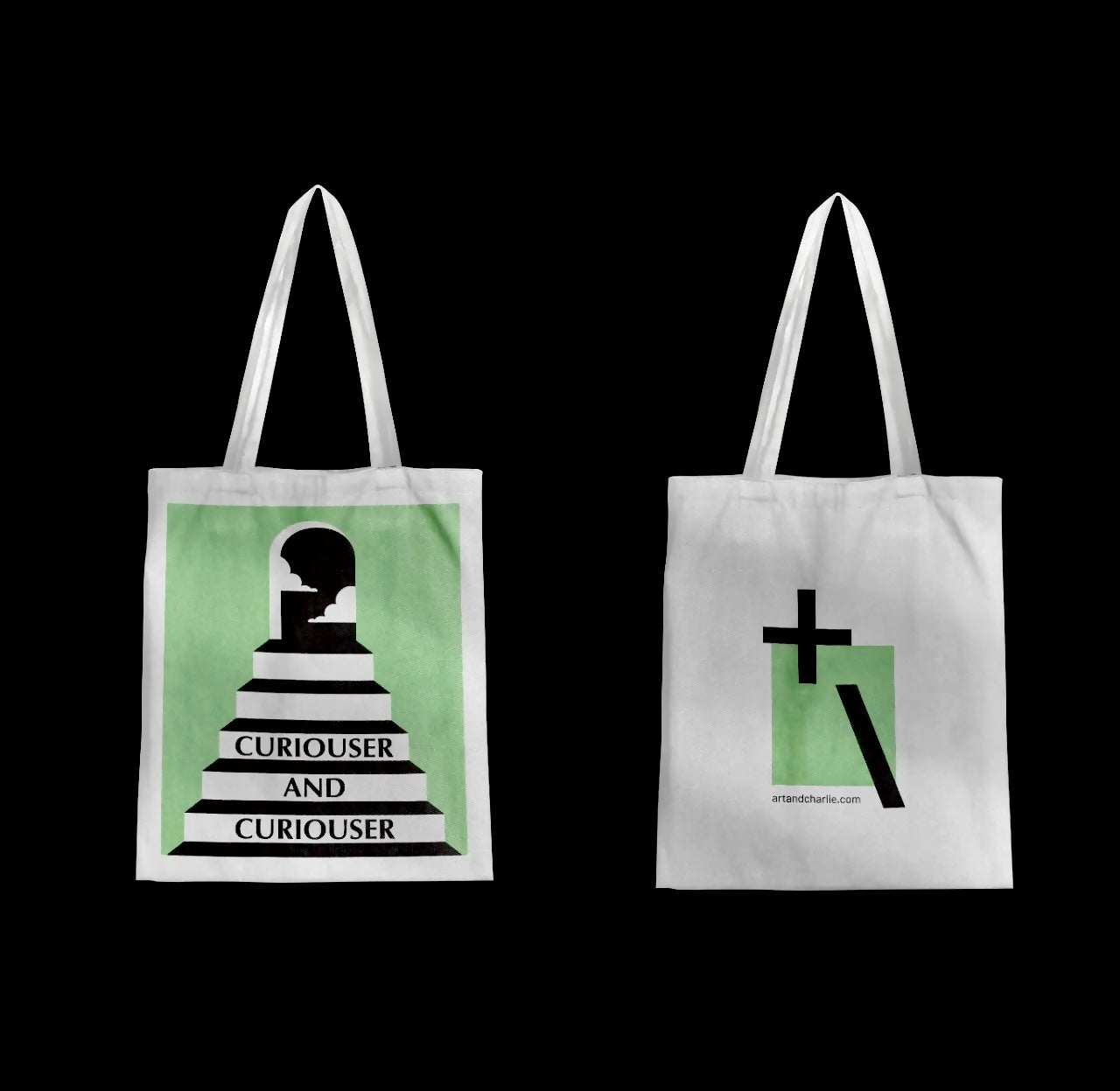 Curiouser and Curiouser' totebag by Art and Charie