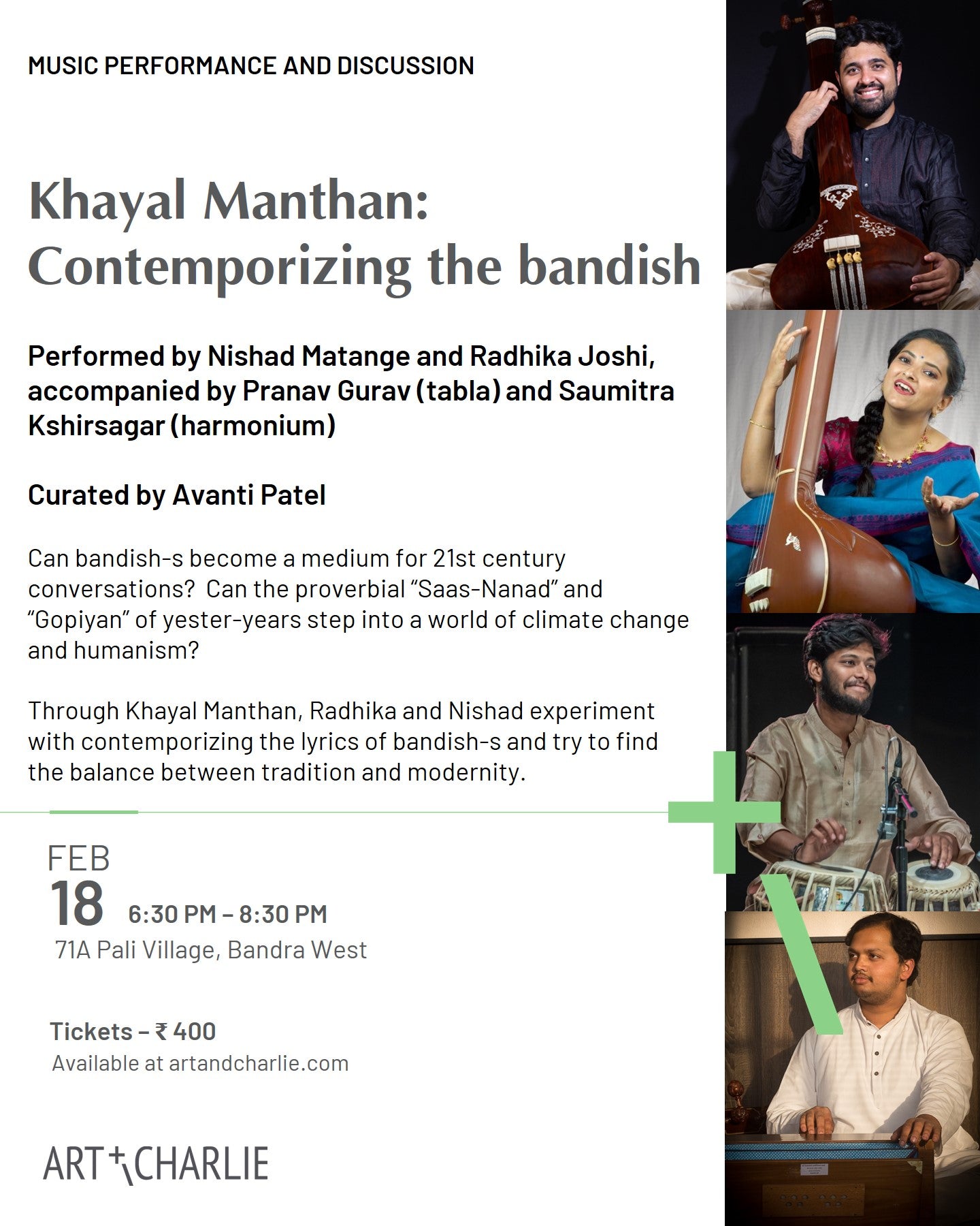 Ticket - Khayal Manthan: Contemporizing the bandish - Feb 18 - 6:30 PM