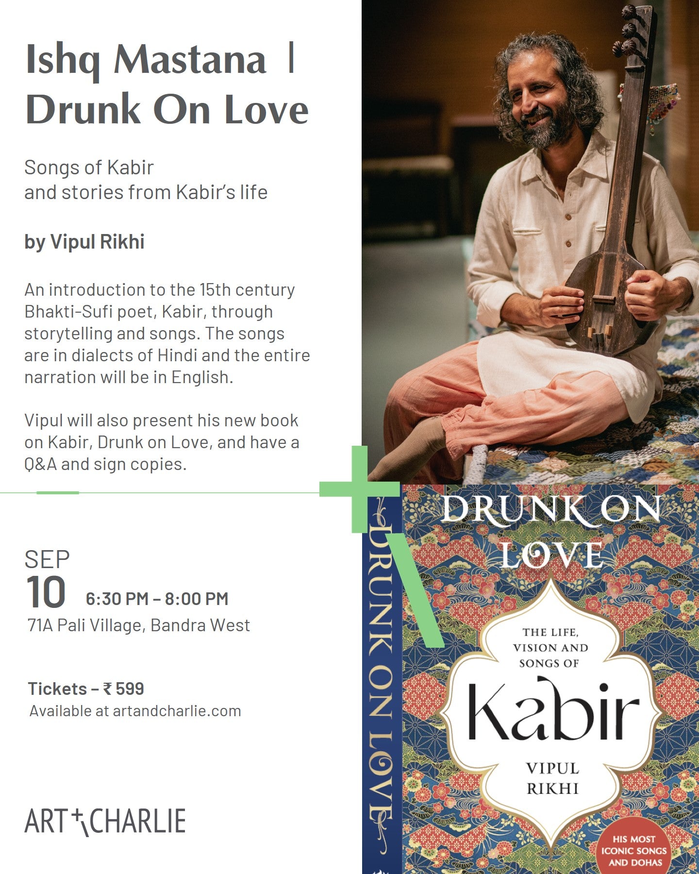Ticket - Music and Storytelling - Ishq Mastana | Drunk on Love - 10 Sept - 6:30 PM
