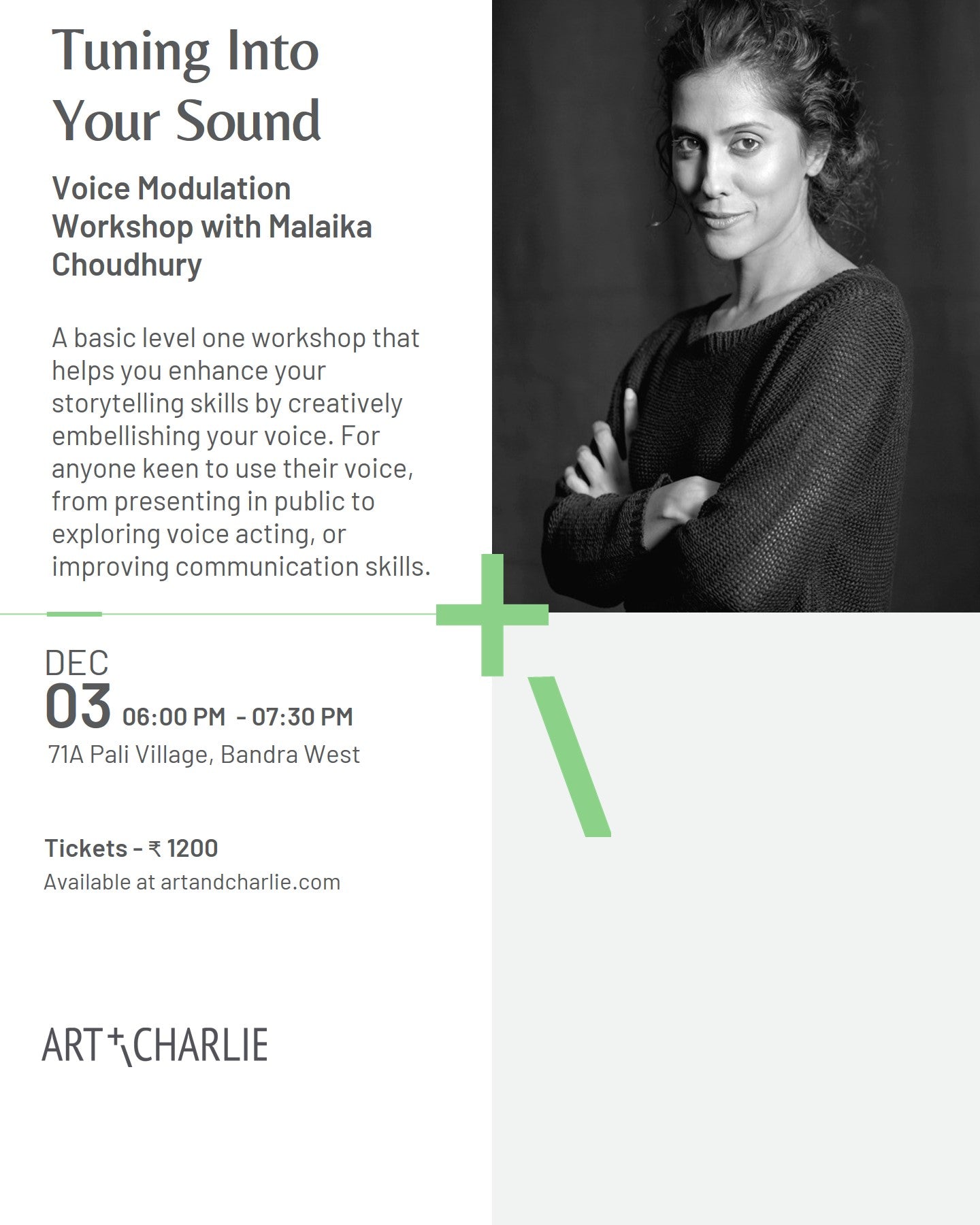 Ticket - Workshop - Malaika Choudhury - December 3 - 6 PM